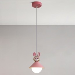 Lámpara colgante moderna minimalista G9 de hierro forjado con forma de conejo y resina.