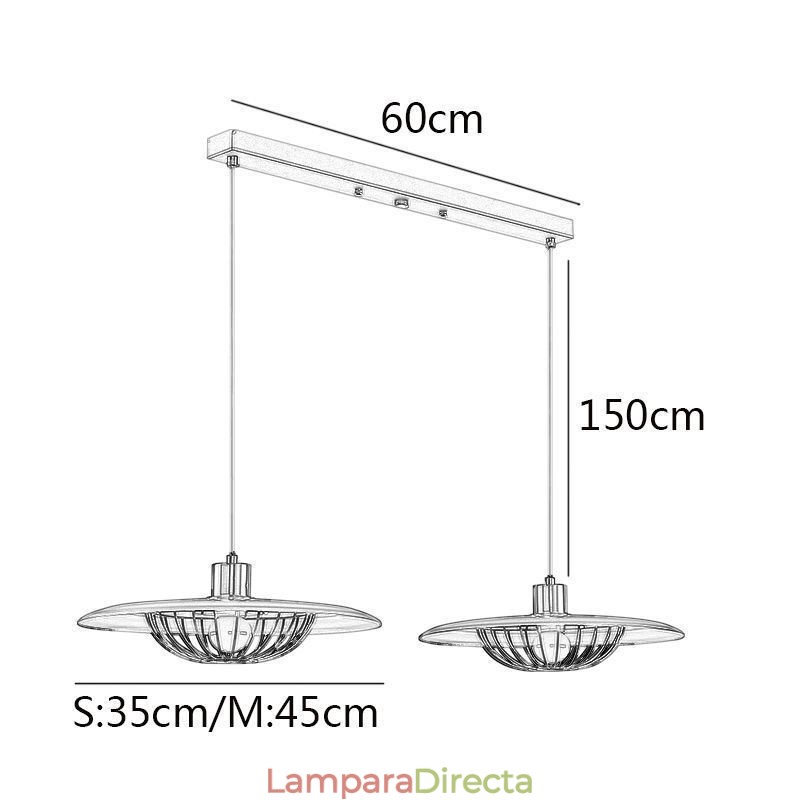 Lámpara colgante nórdica creativa de hierro forjado con forma de disco para techo