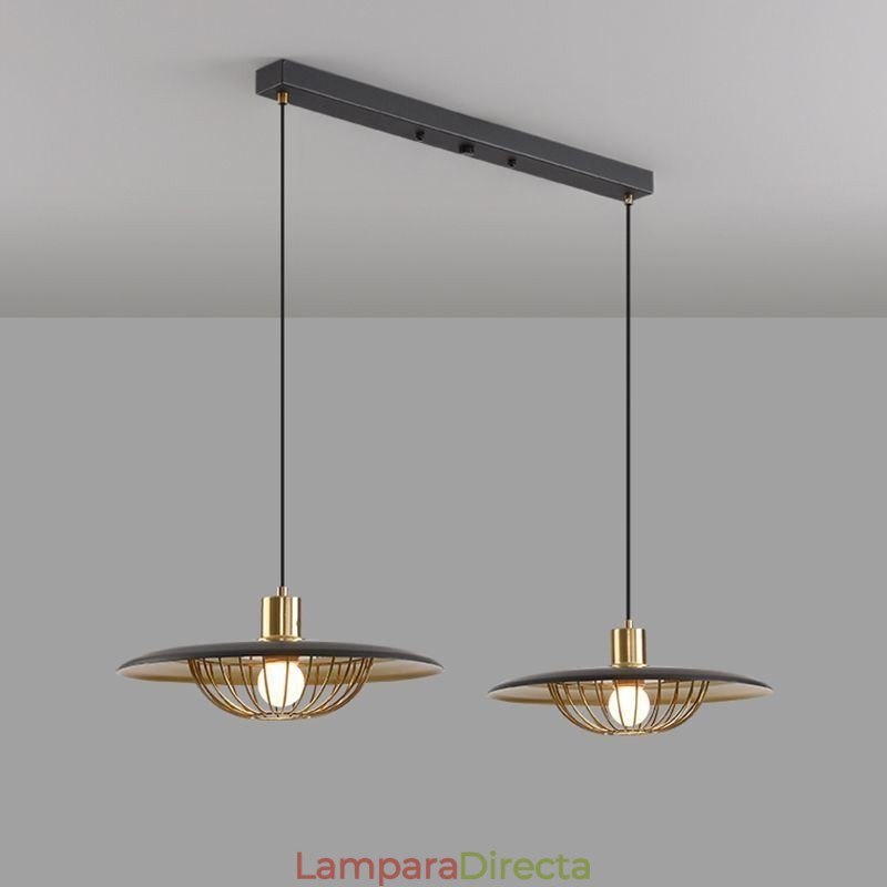 Lámpara colgante nórdica creativa de hierro forjado con forma de disco para techo