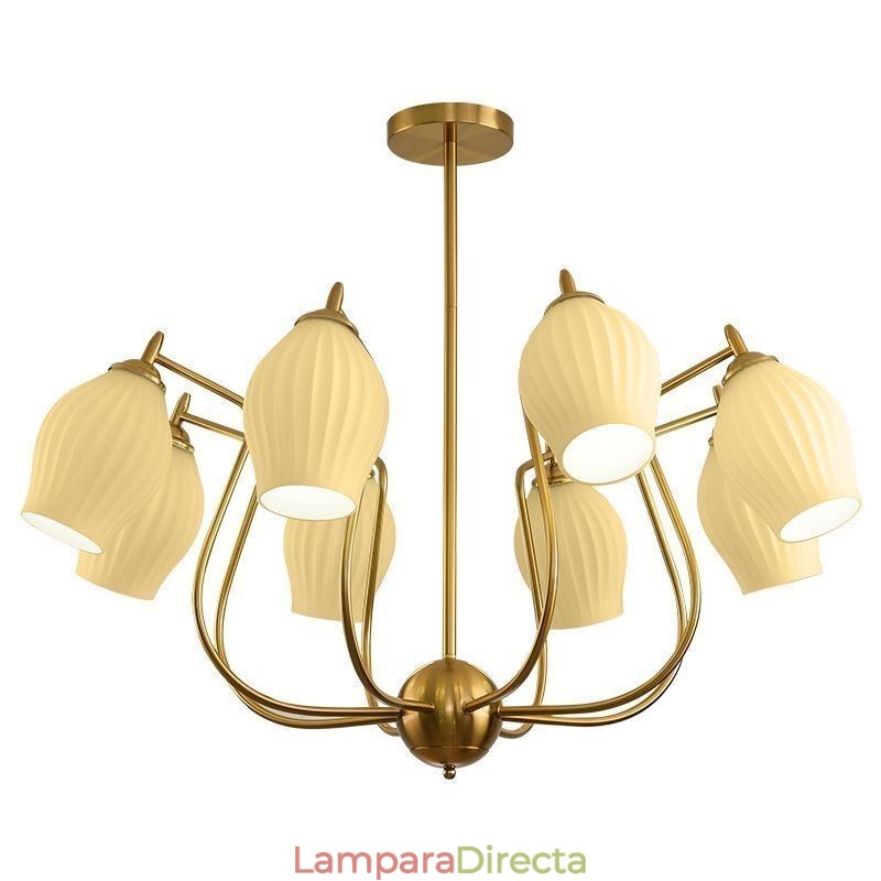 Lámpara colgante nórdica creativa de hierro forjado, cobre, color natural, con estambres, luz de techo