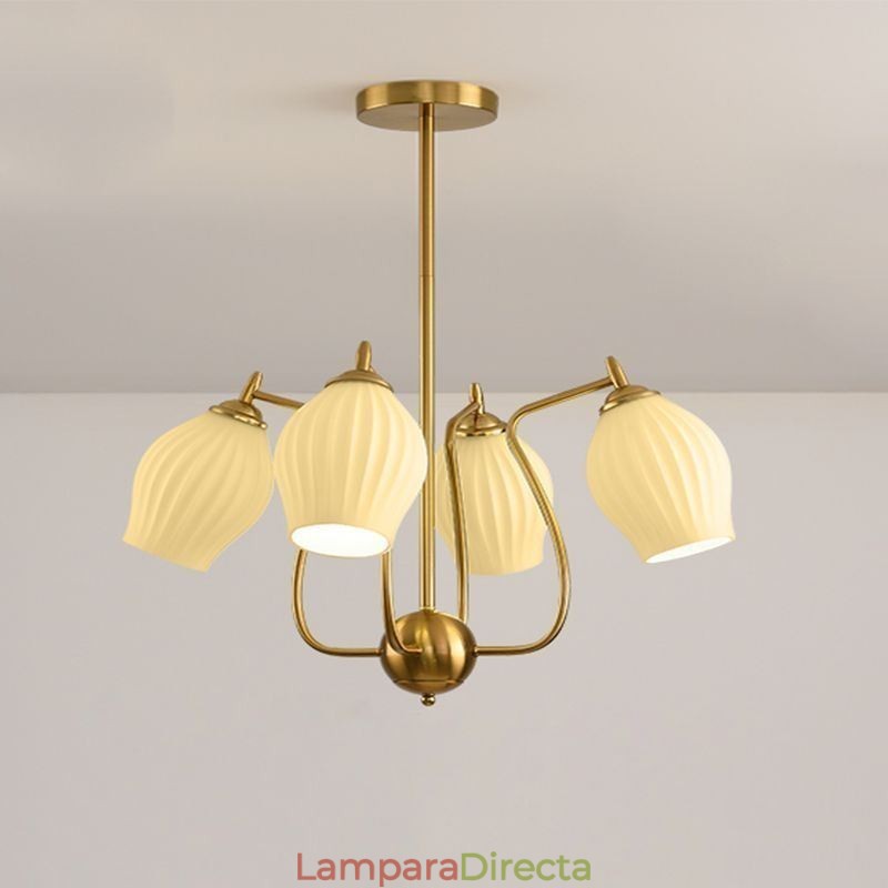 Lámpara colgante nórdica creativa de hierro forjado, cobre, color natural, con estambres, luz de techo