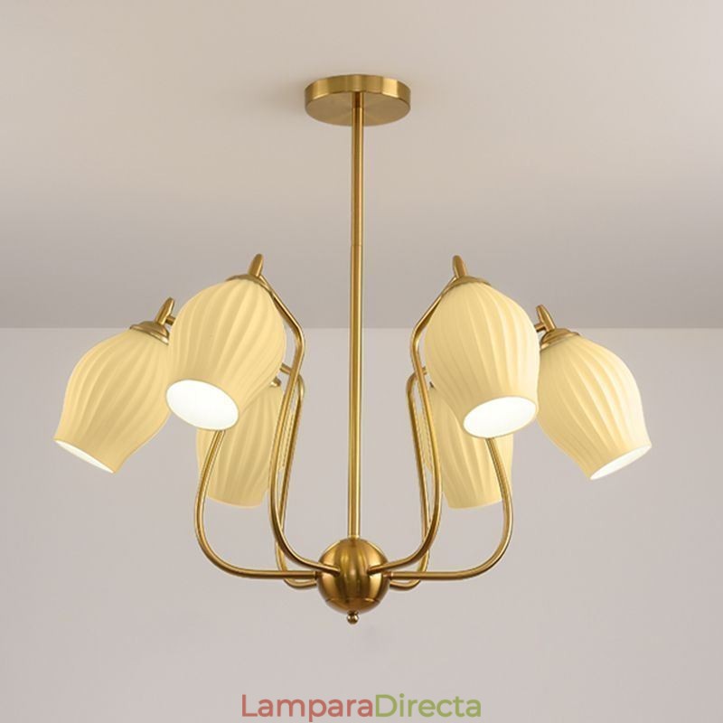 Lámpara colgante nórdica creativa de hierro forjado, cobre, color natural, con estambres, luz de techo