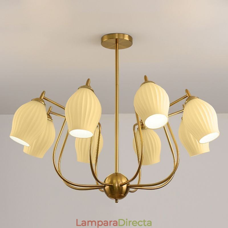 Lámpara colgante nórdica creativa de hierro forjado, cobre, color natural, con estambres, luz de techo