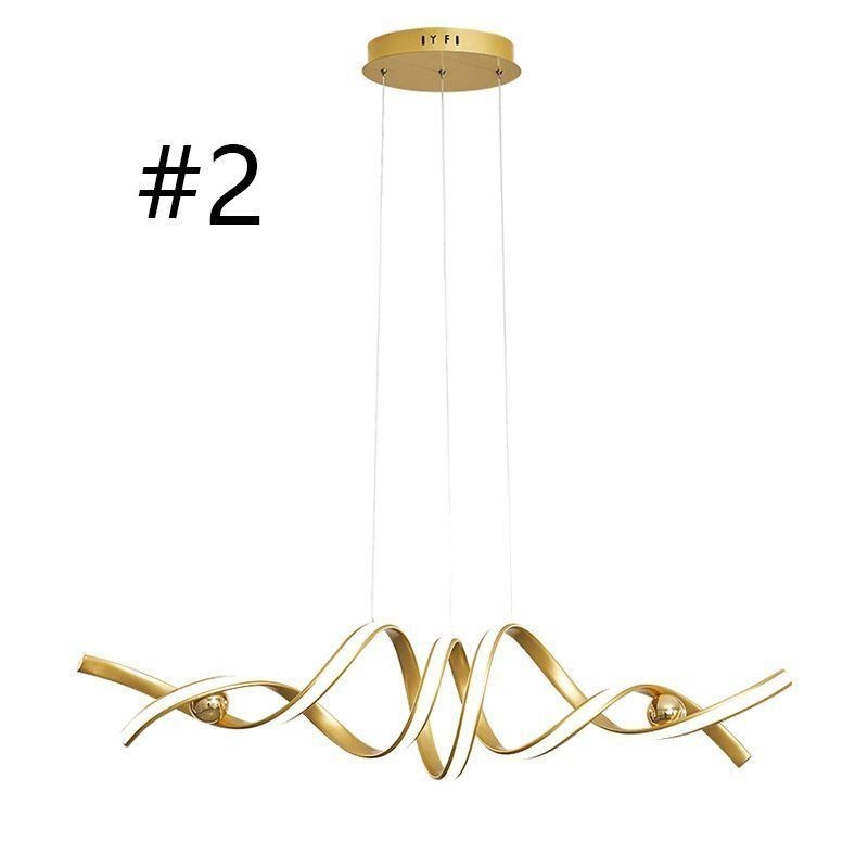 Lámpara colgante minimalista de aluminio con diseño de espiral.