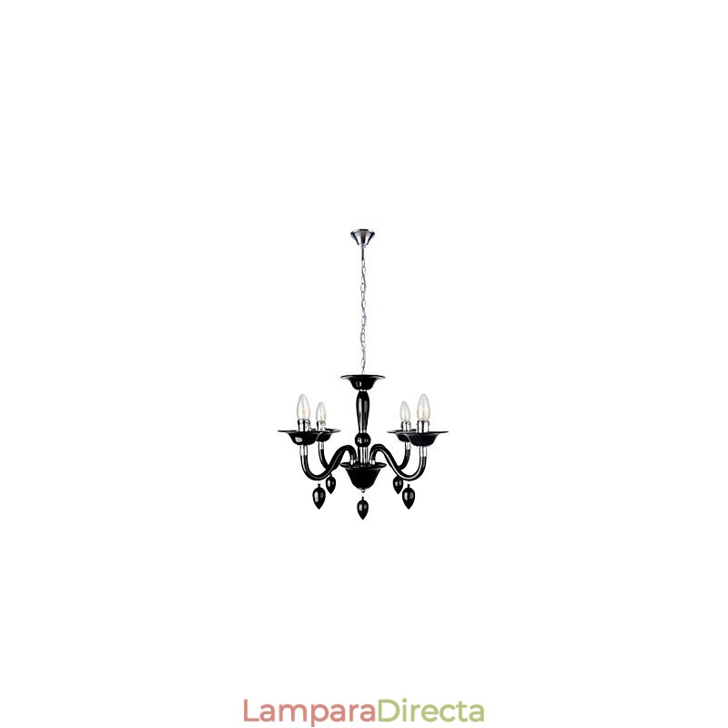 Lámpara de araña moderna negra con 4 luces