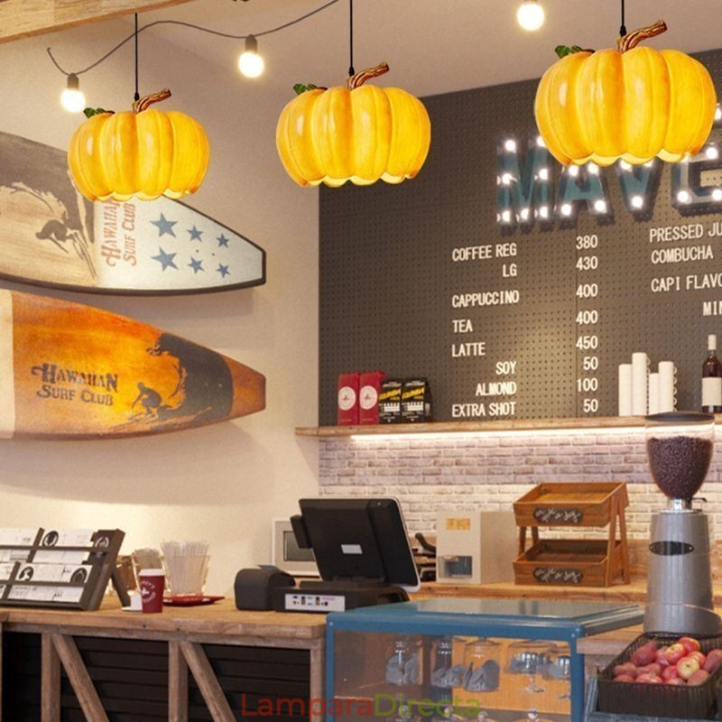 Lámpara colgante de calabaza retro japonesa, luces de techo creativas