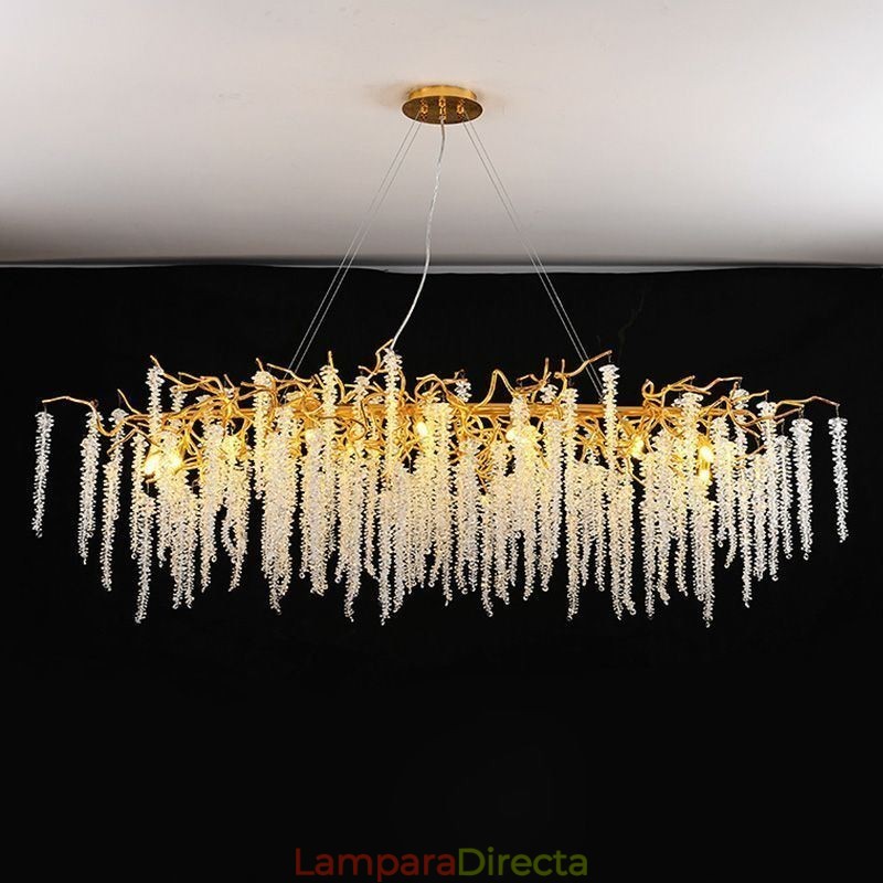 Lámpara colgante nórdica de rama dorada, lámpara de araña de cristal G9