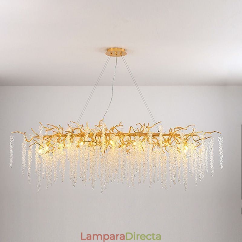 Lámpara colgante nórdica de rama dorada, lámpara de araña de cristal G9