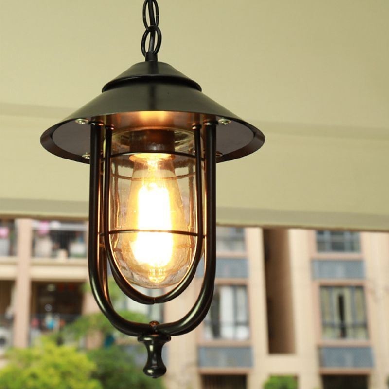 Lámpara colgante estilo jaula de pájaros, estilo retro americano, para exteriores, resistente al agua, para jardín.