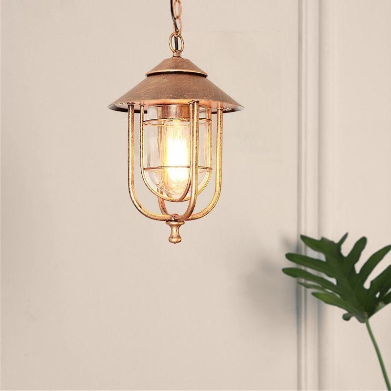 Lámpara colgante estilo jaula de pájaros, estilo retro americano, para exteriores, resistente al agua, para jardín.