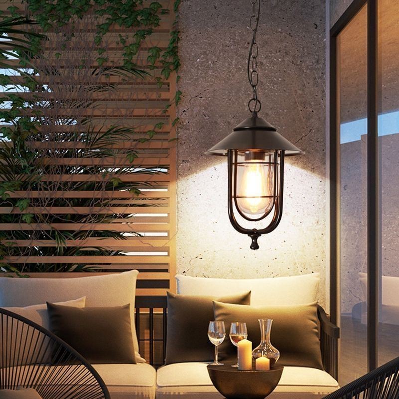 Lámpara colgante estilo jaula de pájaros, estilo retro americano, para exteriores, resistente al agua, para jardín.