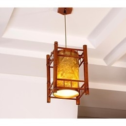 Lámpara de araña de bambú y madera con forma de farol retro