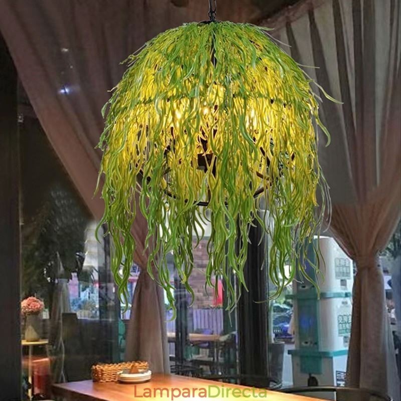 Lámpara de araña moderna de estilo industrial decorativa con luz vegetal para tienda de música