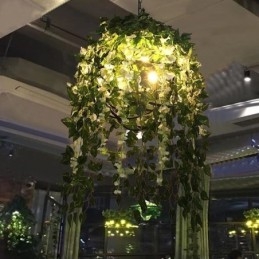 Lámpara de araña moderna de estilo industrial decorativa con luz vegetal para tienda de música