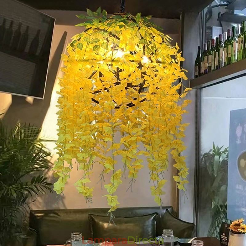 Lámpara de araña moderna de estilo industrial decorativa con luz vegetal para tienda de música