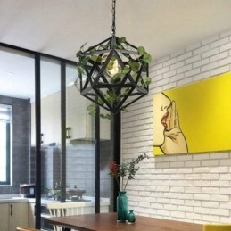 Lámpara colgante industrial vintage de hierro con forma de jaula de pájaros