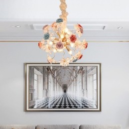 Lámpara colgante decorativa moderna con flores de cristal