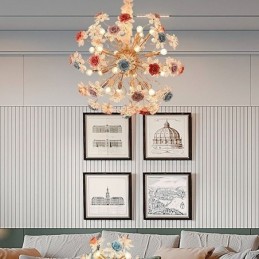 Lámpara colgante decorativa moderna con flores de cristal