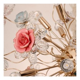 Lámpara colgante decorativa moderna con flores de cristal