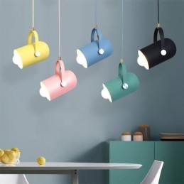 Lámpara colgante nórdica colorida de un solo cabezal con diseño de macarrón