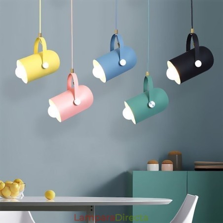 Lámpara colgante nórdica colorida de un solo cabezal con diseño de macarrón Lámpara colgante nórdica colorida de un solo cabezal con diseño de macarrón