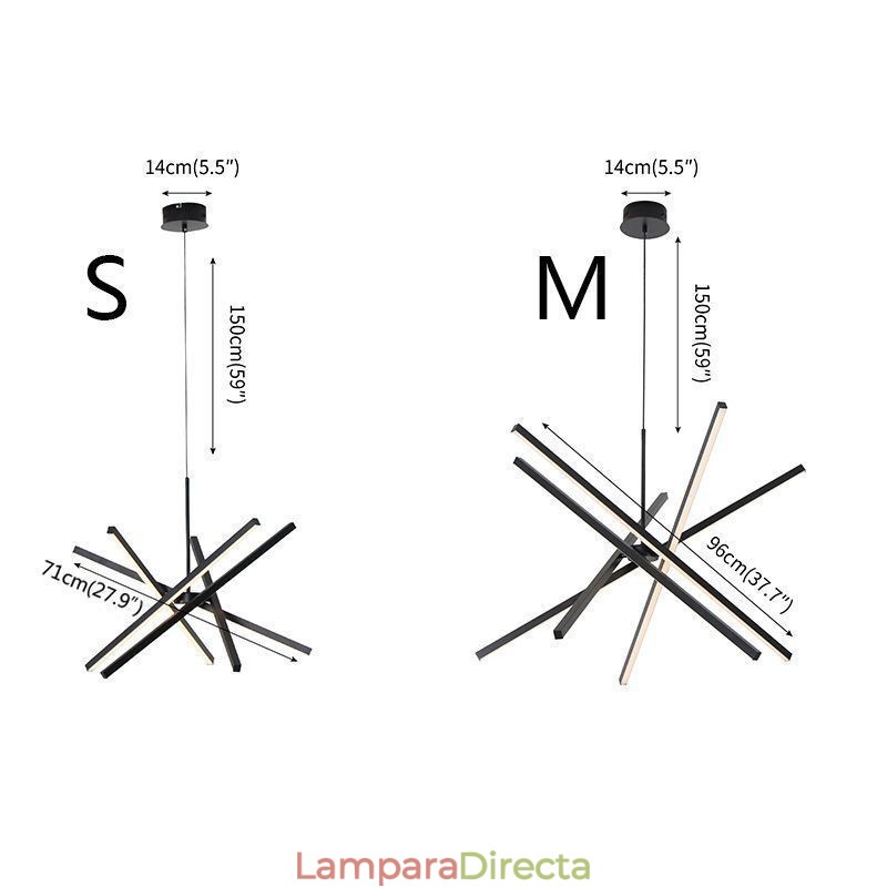 Lámpara colgante moderna con tira negra regulable para techo