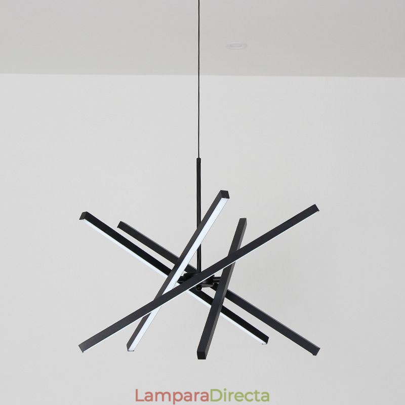 Lámpara colgante moderna con tira negra regulable para techo