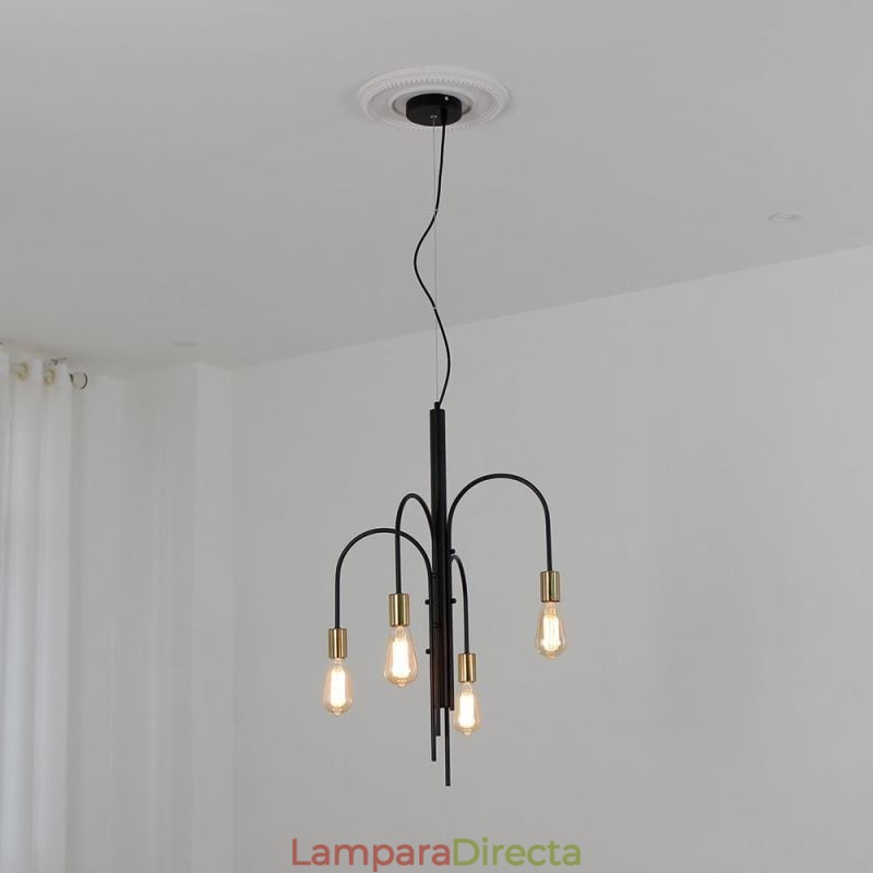 Lámpara de araña de hierro moderna, lámpara colgante de hierro simple