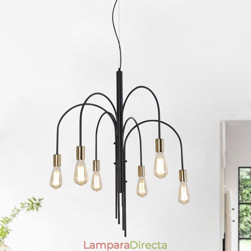 Lámpara de araña de hierro moderna, lámpara colgante de hierro simple