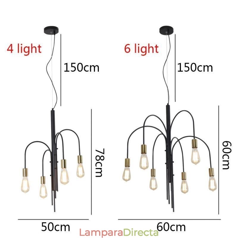 Lámpara de araña de hierro moderna, lámpara colgante de hierro simple