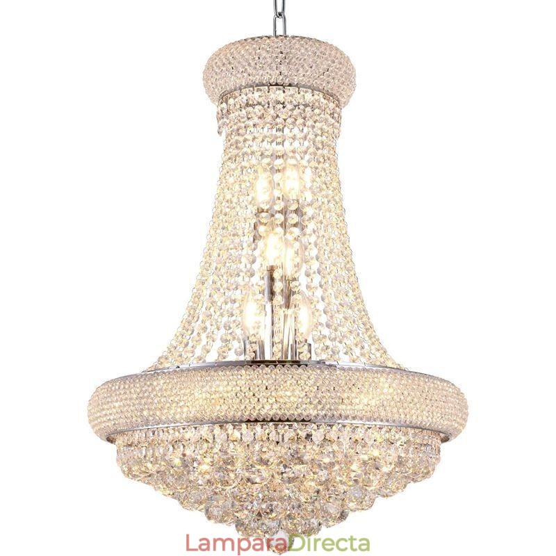 Lámpara colgante de cristal de lujo con forma de corona