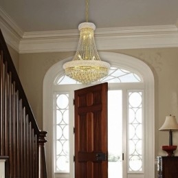 Lámpara colgante de cristal de lujo con forma de corona