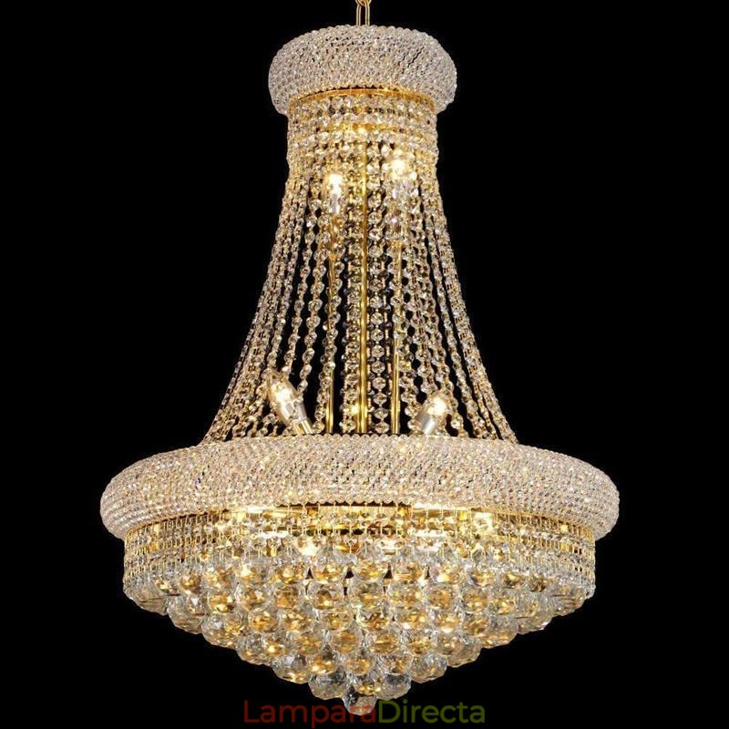 Lámpara colgante de cristal de lujo con forma de corona