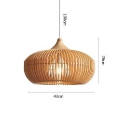 Lámpara colgante con marco de madera y forma de calabaza