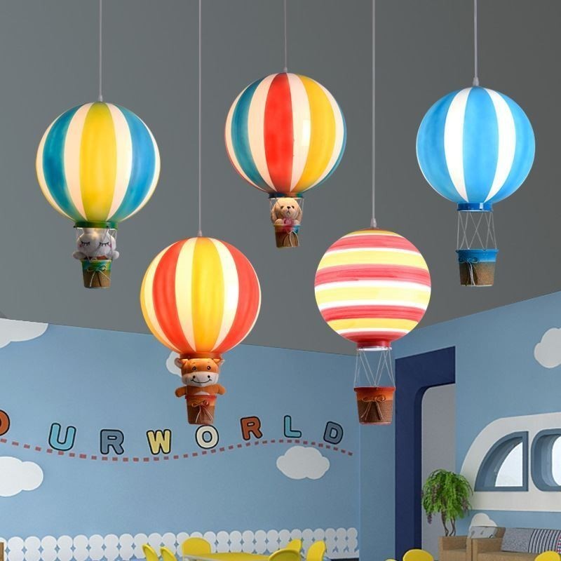Lámpara colgante de globo aerostático colorido, luz decorativa acrílica