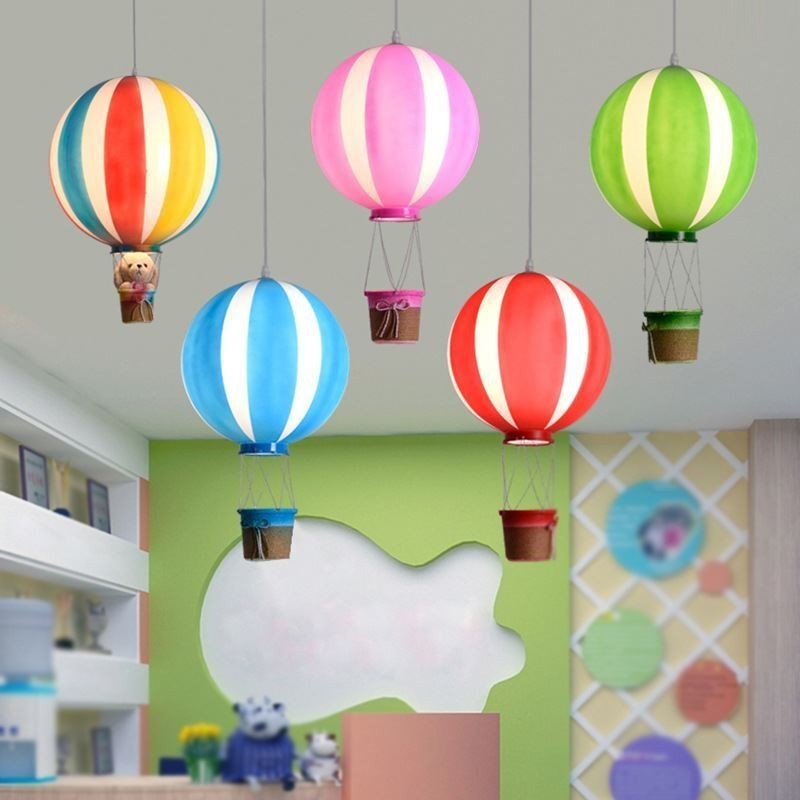 Lámpara colgante de globo aerostático colorido, luz decorativa acrílica