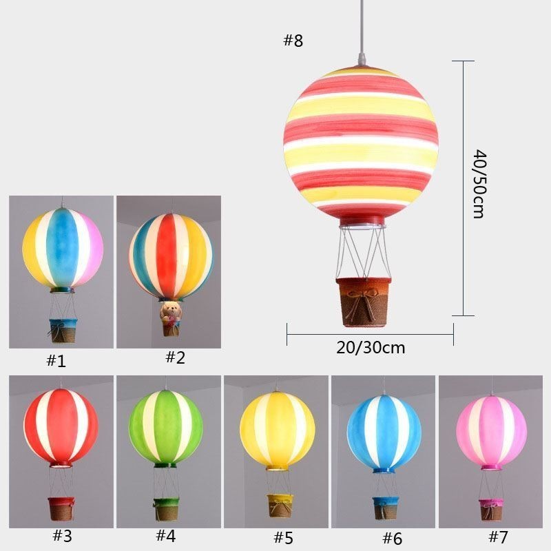Lámpara colgante de globo aerostático colorido, luz decorativa acrílica