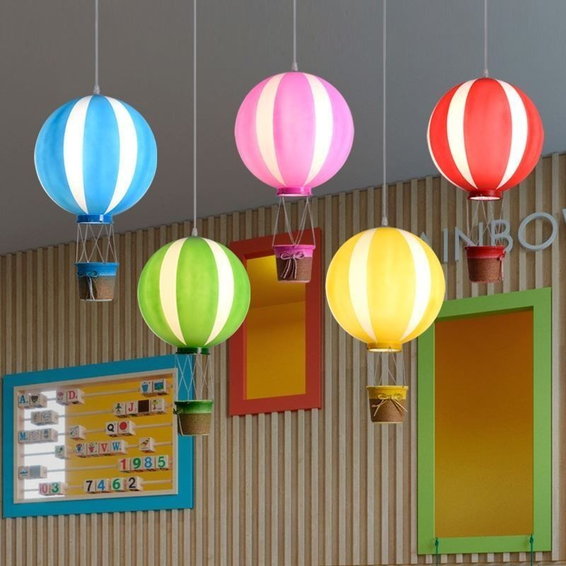 Lámpara colgante de globo aerostático colorido, luz decorativa acrílica