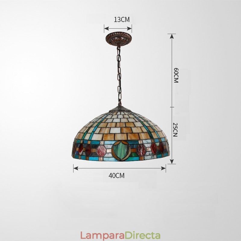 Lámpara colgante vintage de vitrales