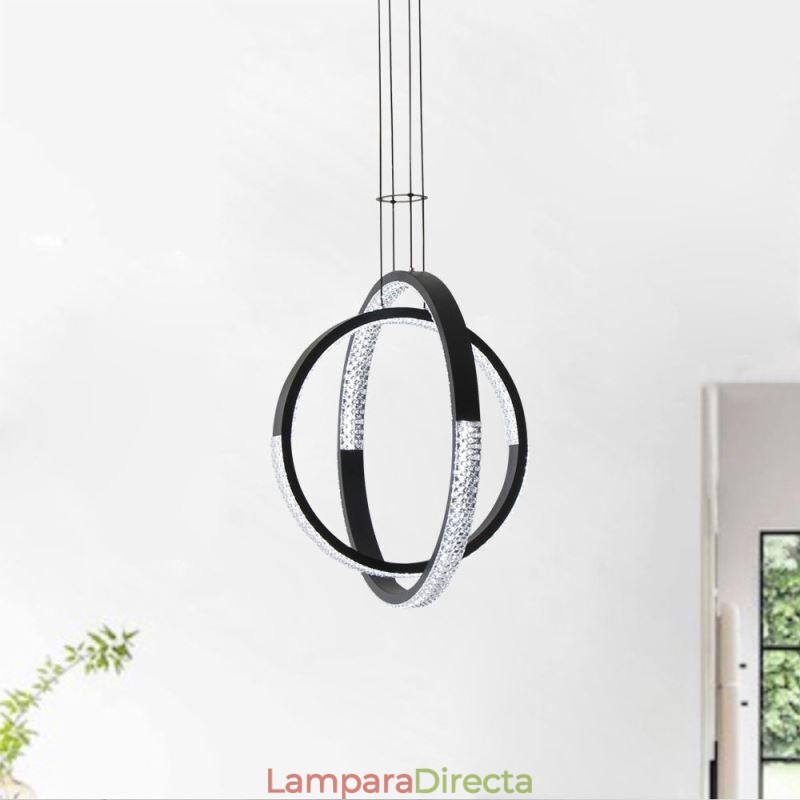 Lámpara de araña moderna de 2 anillos con iluminación colgante para comedor
