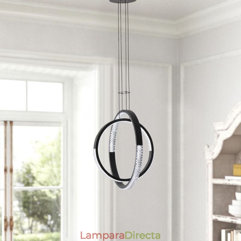 Lámpara de araña moderna de 2 anillos con iluminación colgante para comedor