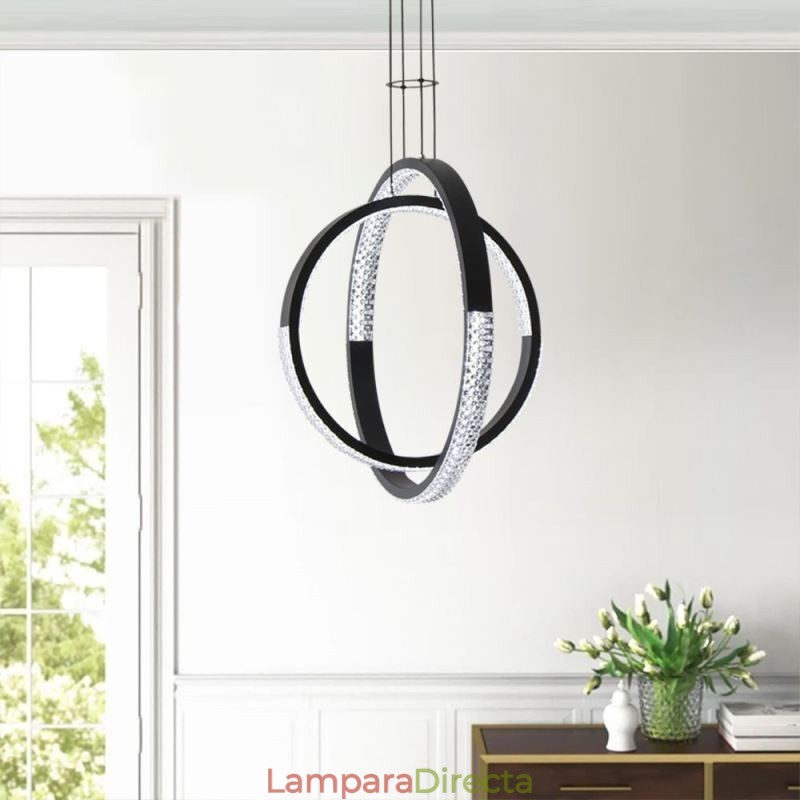 Lámpara de araña moderna de 2 anillos con iluminación colgante para comedor