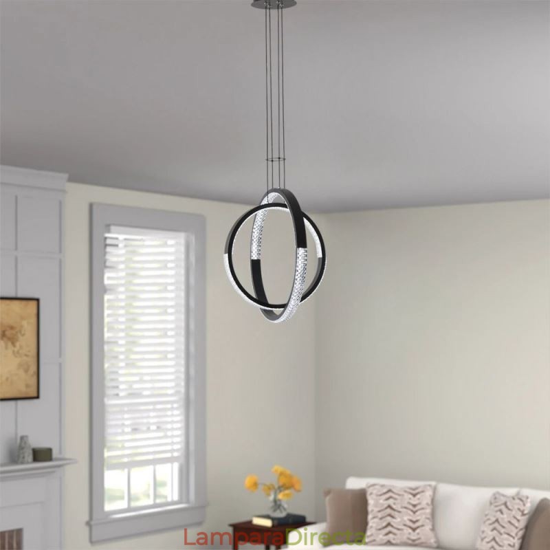 Lámpara de araña moderna de 2 anillos con iluminación colgante para comedor