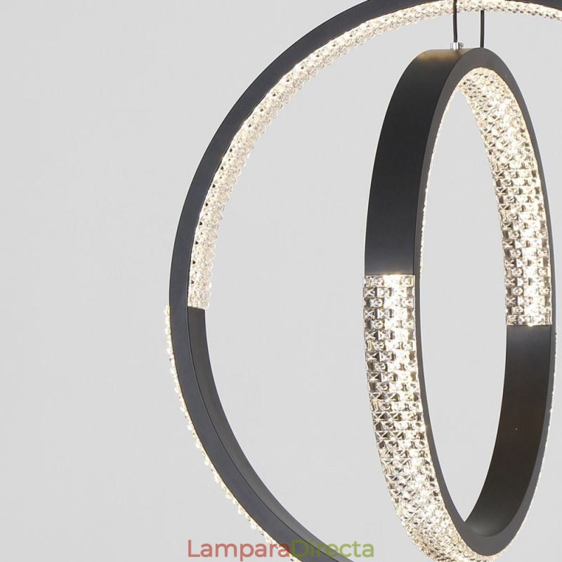 Lámpara de araña moderna de 2 anillos con iluminación colgante para comedor