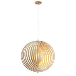 Lámpara colgante moderna de madera de tilo con forma de bola redonda