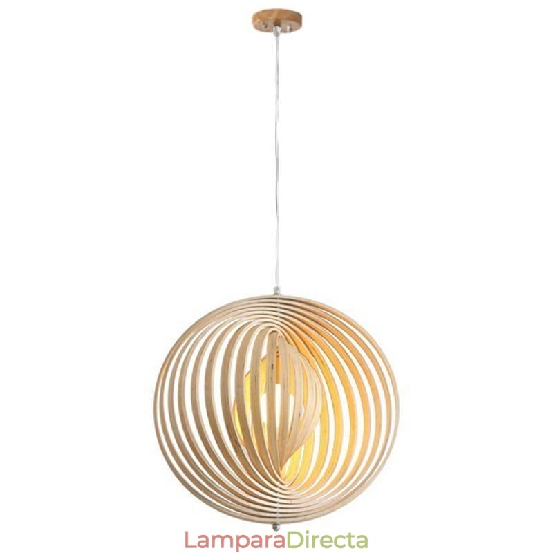 Lámpara colgante moderna de madera de tilo con forma de bola redonda