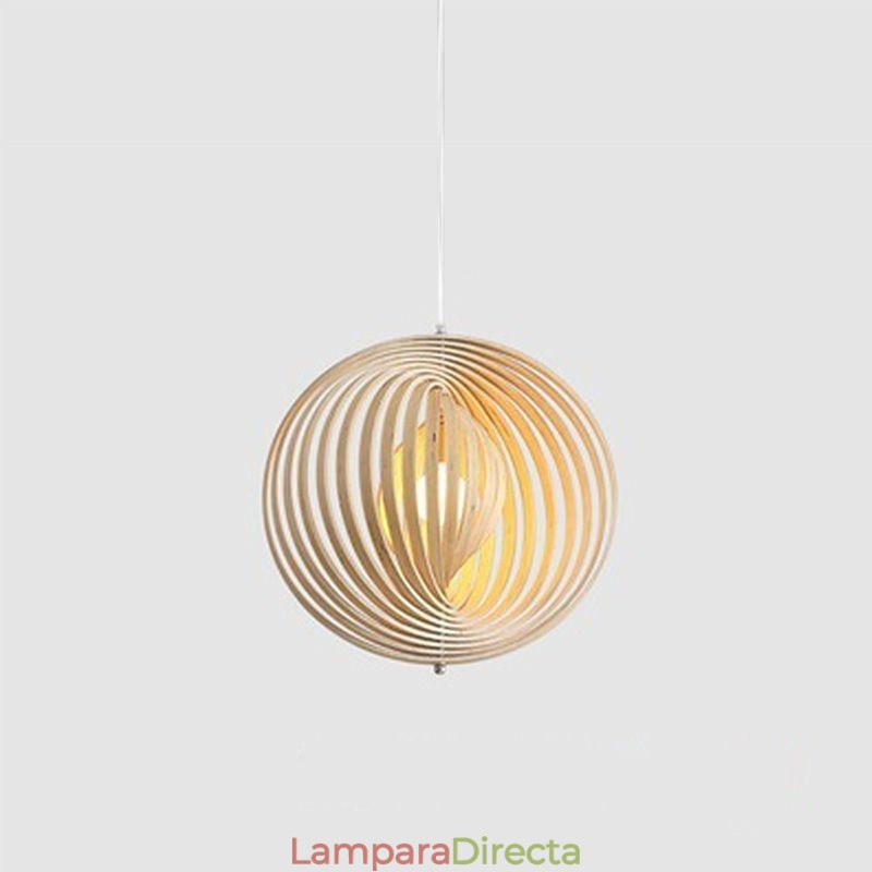Lámpara colgante moderna de madera de tilo con forma de bola redonda