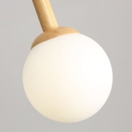Lámpara colgante de madera japonesa, lámpara colgante de vidrio nórdico