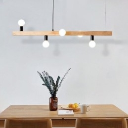 Lámpara colgante de madera japonesa con forma de molécula