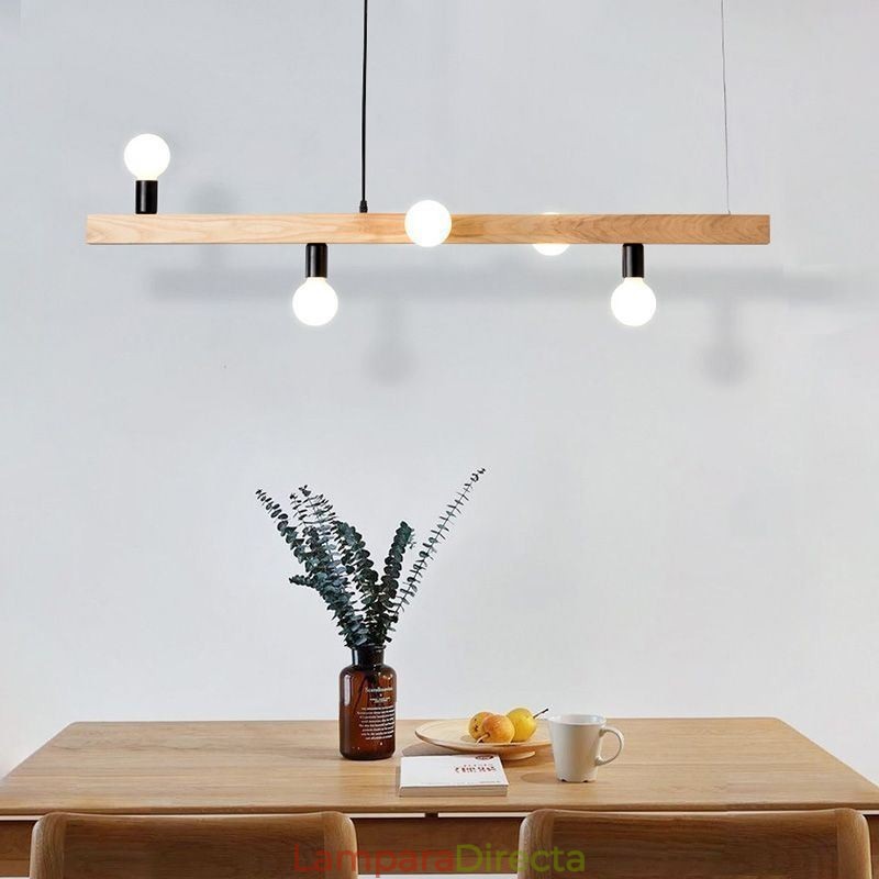 Lámpara colgante de madera japonesa con forma de molécula